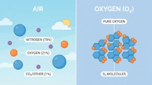 difference between air and oxygen