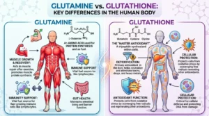 difference between glutamine and glutathione